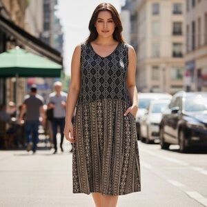 simple Suzanne Betro sleeveless asymmetrical geometric maxi dress NWT 3X